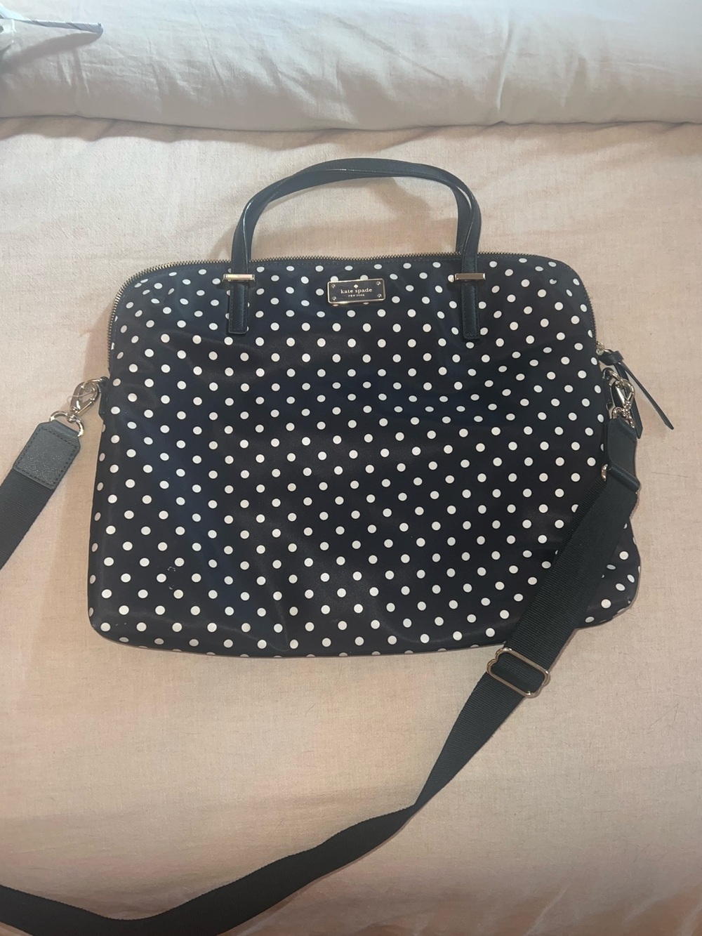 kate spade Black and White Polka Dot Laptop Bag